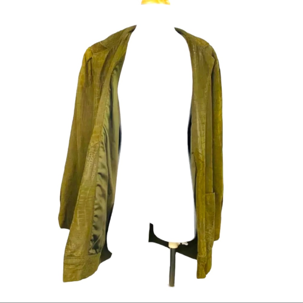CHRISTIAN LAUREN 80s Suede Leather Jacket Textured VNTG Olive Green NY Buttery - Picture 9 of 11